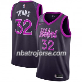 Män Minnesota Timberwolves Tröja Karl-Anthony Towns 32 2018-19 Nike City Edition Lila Swingman